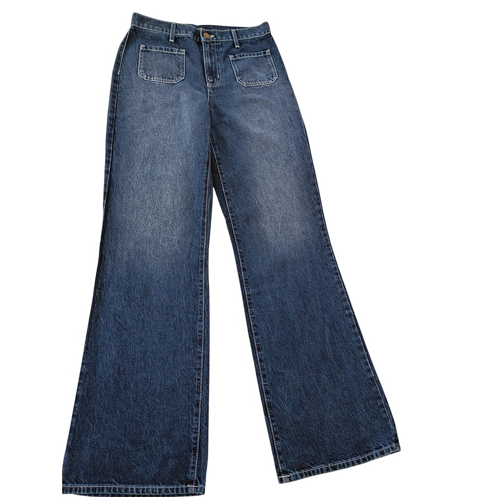 NWT Modern American Anthropologie Marley Wide Leg Patch Pockt Mojave Blue 27x33T